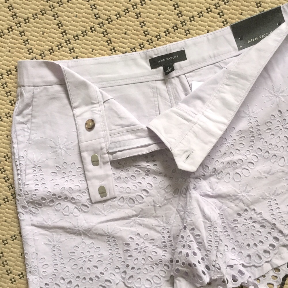 🆕 Ann Taylor Exquisite Light Lavender Eyelet Shorts 💜☀️🌸 - Picture 5 of 8